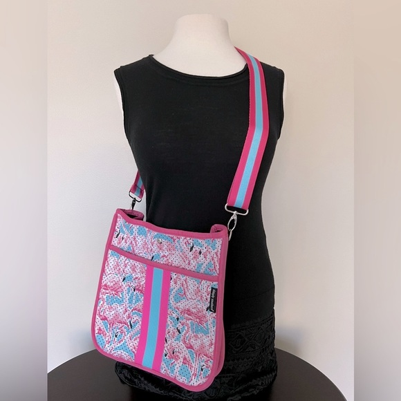 Simply Southern Handbags - Simply Southern Flamingo Neoprene Crossbody Shoulder Bag Purse Tote